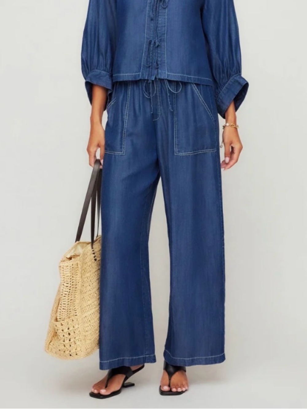 BNWT FIFTEEN TWENTY Kendra patch Pocket Chambray Pants